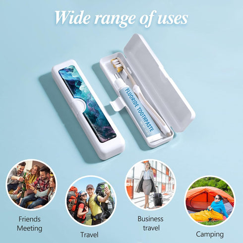 2 Pcs Toothbrush Travel Case, Colorful Pattern Holder and Covers for Travel, Includes Travel Tongue Scraper Case