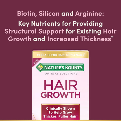 Nature's Bounty Hair Growth Supplement, 1 Per Day - 30 Capsules with Biotin, Silicon & Arginine for Thicker, Fuller Hair