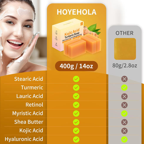 Kojic Acid Turmeric Soap Bar - Dark Spot Remover for Face, Even Skin Tone, Moisturizing & Nourishing Natural