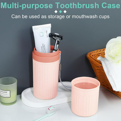 Mulbozy Travel Toothbrush Holder, Large Travel Toothbrush Cup Case, Portable Travel Toothbrush Toothpaste Makeup