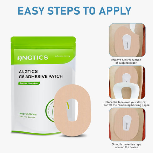 Dexcom G6 Adhesive Patches Waterproof, 30 Pack Beige Overpatch, Premium Transparent G6 Overlay Patches, Hypoallergenic