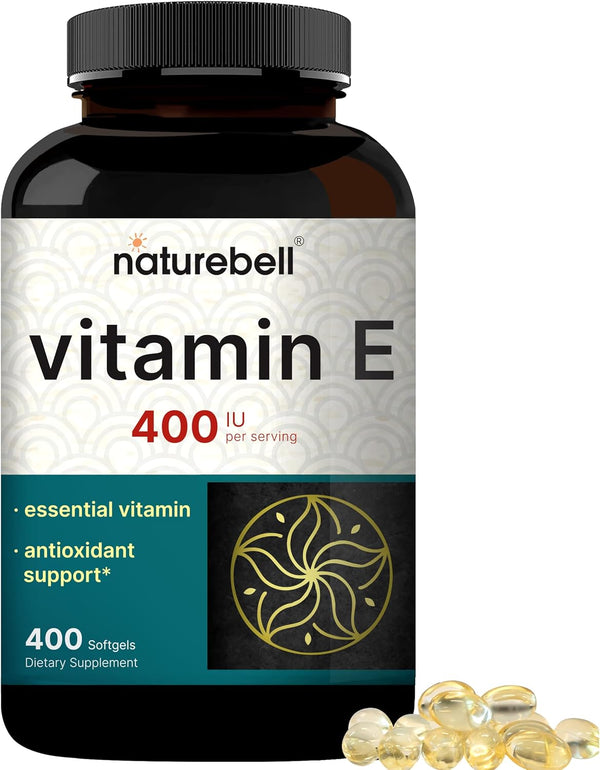 NatureBell Vitamin E Oil Softgels, 400iu Per Serving, 400 Pills, Essential Antioxidant Supplements, Non-GMO, Supports