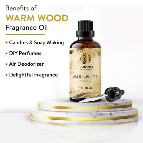 Florona Warm Wood Premium Quality Fragrance Oil - 1 fl oz for Soap Making and Diffuser Aromatherapy
