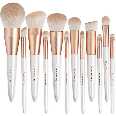 Makeup Brushes Set, EVRCHGIEA 12pcs Premium Brushes for Eye Shadow, Eyebrows, Foundation, White Travel Makeup Set