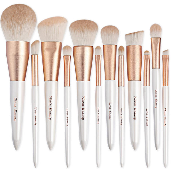 Makeup Brushes Set, EVRCHGIEA 12pcs Premium Brushes for Eye Shadow, Eyebrows, Foundation, White Travel Makeup Set