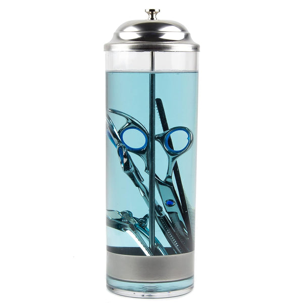 Shatterproof Acrylic Salon Disinfectant Jar, Barber Alcohol Sterilizer Jar for Cleaning Supplies
