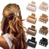 Matte Hair Clips for Women and Girls - Rectangle and Double Row Small Claw Clips in Beige, Khaki, Brown, Black