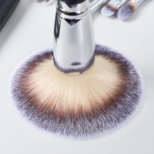 16Pcs ULTRA SOFT Black Labeled Makeup Brushes Set - Includes Large Powder, Flat Foundation, Blending Brushes