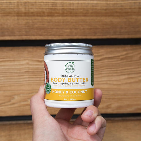 Petal Fresh Pure Restoring Body Butter, 8 Fl Oz, Heals & Protects Skin with Honey & Coconut Oil