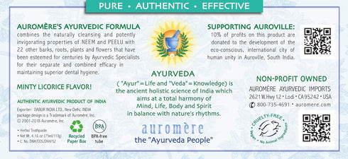 Auromere Ayurvedic Herbal Toothpaste, Classic Licorice Flavor, Vegan, 4.16 oz, 1 Pack