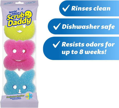 Scrub Daddy Special Edition Spring - Scratch-Free Kitchen Sponge, BPA Free, Polymer Foam, Stain & Odor Resistant (3ct)