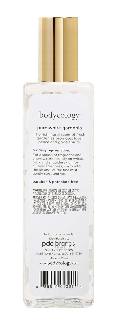 Bodycology Pure White Gardenia Fragrance Mist Spray for Women, 8 fl oz (Pack of 2)