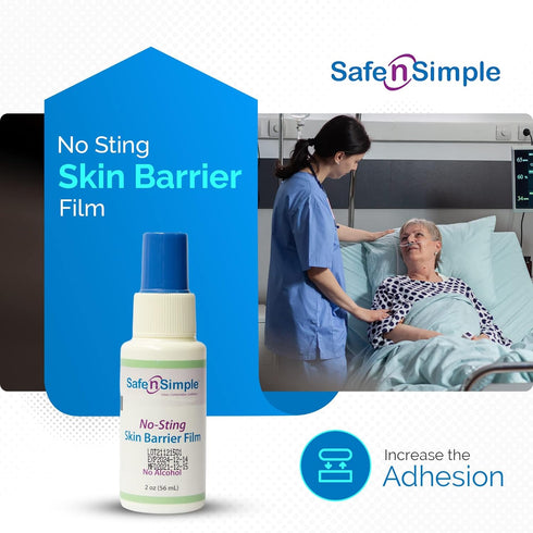 Safe n' Simple Skin Barrier Wipe with Alcohol - 50 Individually Packaged Wipes 2"x2" - Ostomy Sterile Skin Prep Pads