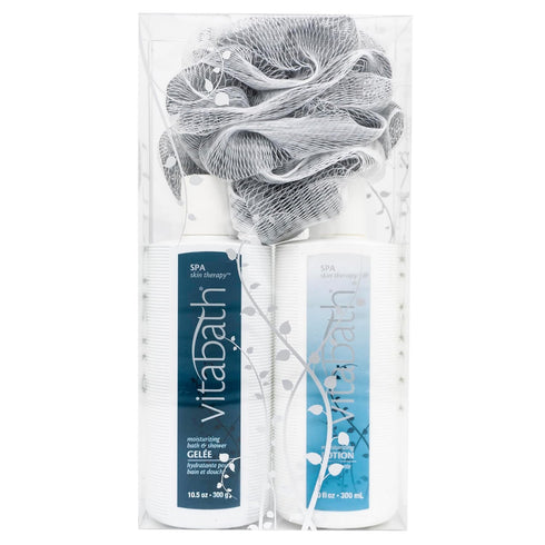 Vitabath Spa Skin Therapy Everyday Skincare Set - Moisturizing Shower Gel, Reviving Lotion & Exfoliating Scrubber