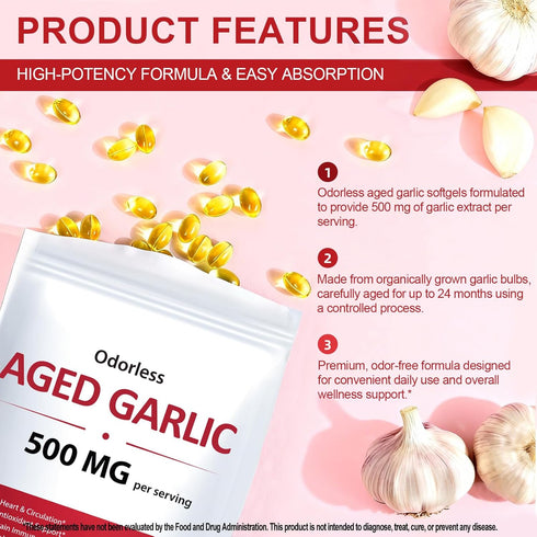 NIFEISHI (300 Count) 500mg 2-Year Aged Garlic Extract Capsules, Odorless, Garlic Supplement, Matured for Overall