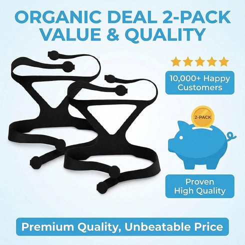 Organic Deal 2 Pack Universal CPAP Headgear Strap Replacement for Philips Respironics Headgear & ResMed CPAP Supplies