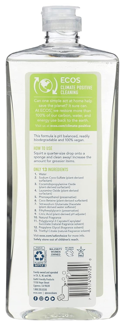 ECOS Dishmate Dishwashing Liquid, Earth Friendly Products, Natural Pear, 25 Fl Oz