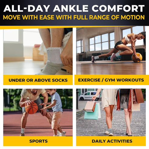 NeoTech Care Ankle Support Brace, Breathable, Men, Women, Right or Left, Gray, Size XL, 1 Pair