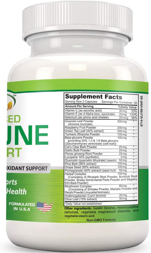 Immune Support Supplement Superior Anti-Oxidant - Boosts Immune System with Red Raspberry, Pomegranate, Pine Bark, Grape Seed, Green Extracts- Polyphenols, Lycopene