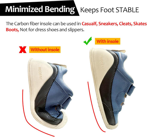Kids Carbon Fiber Insole, Correct Children's Tip Toe Walking, Rigid Shoe Insert for Plantar Fasciitis Pain Relief