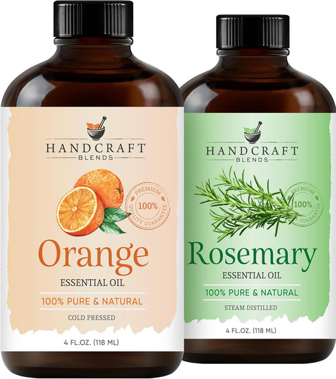 Handcraft Blends Bright Herbal Set: Rosemary and Orange Essential Oils (2 x