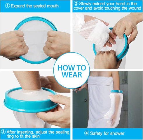 UpGoing Cast Covers for Shower Arm, Waterproof Cast Cover Shower Protector Bag for Wound Arm, Reusable