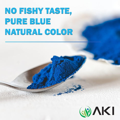 AKI Blue Spirulina Powder Pack, 1 Oz, Loaded with Antioxidants, Vegan Food Coloring for Smoothies and Pastries