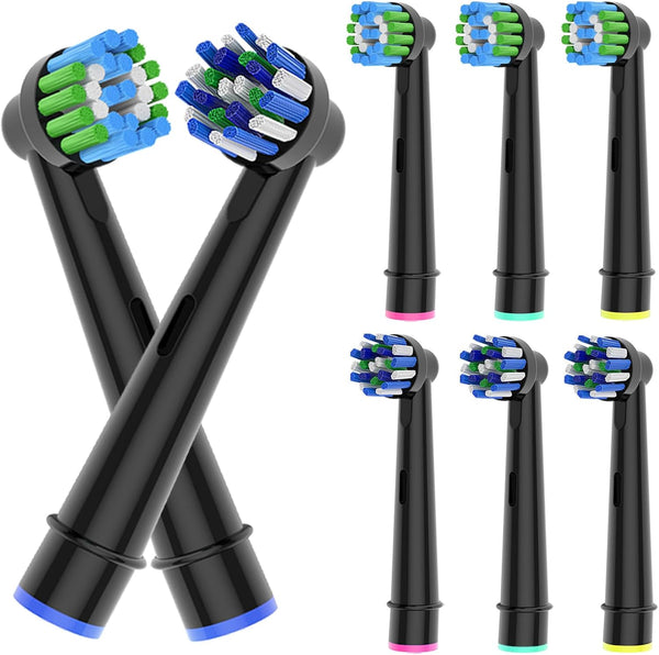 8pcs Black Replacement Heads for Oral B Electric Toothbrush, 4pcs Precision Clean & 4pcs Cross Clean Brush Heads