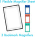 MagniPros Premium 3X (300%) Page Magnifying Lens with 3 Bonus Bookmark Magnifiers for Low Vision Aids