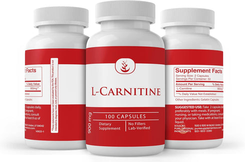 PURE ORIGINAL INGREDIENTS L-Carnitine, (100 Capsules) Always Pure, No Additives or Fillers