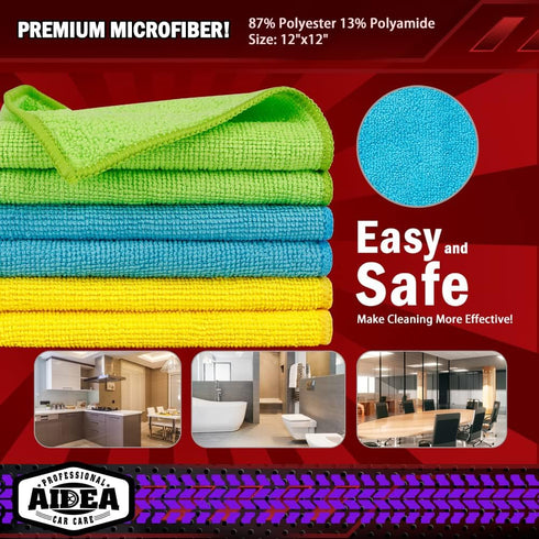 AIDEA Microfiber Cleaning Cloths, 50PK, Premium All-Purpose Car Cloth, Dusting Cloth Cleaning Rags, 12×12"