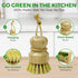 Set 3 AIRNEX Bamboo Dish Brush of - Natural Wooden Dish Scrubber w/Medium Stiff Sisal & Coconut Bristles - Kitchen