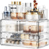 ZHIAI Clear Stackable Storage Drawers, 1 Top 4 Drawers, Bathroom Counter Organizer for Home, Kitchen Cabinets