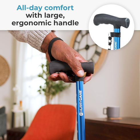 HurryCane Freedom Edition Walking Cane, Foldable with T Handle