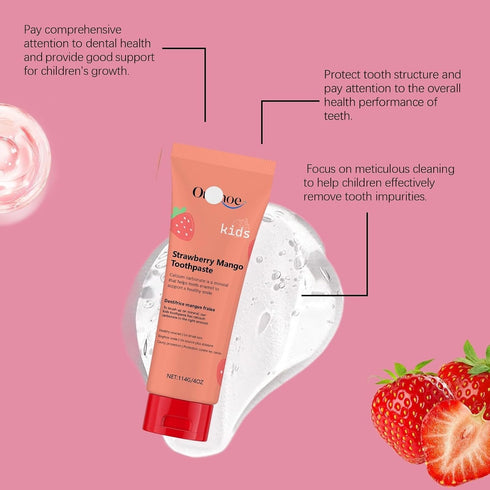KLYso Smile(3PCS) Strawberry Flavored Kids Toothpaste - Mild Cleaning, Fresh Breath, Teeth Whitening & Enamel