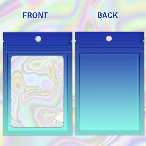 100 Pieces Resealable Mylar Ziplock Bags, Holographic Gradient with Clear Window, 4.1x5.9 Inch Party Sample Bags