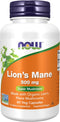 NOW Supplements Lion's Mane 500 mg, Super Mushroom, 60 Veg Capsules