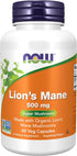 NOW Supplements Lion's Mane 500 mg, Super Mushroom, 60 Veg Capsules