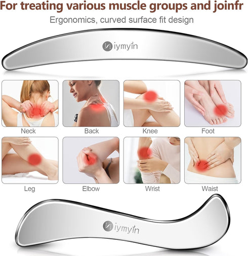 Niymyin 5-in-1 Set, Stainless Steel Muscle & Fascia Scraper Tool For Body Skin Massage and Sore Muscles, Myofascial