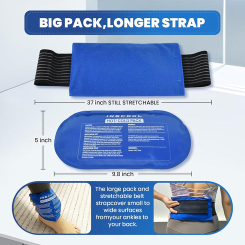 Hot & Cold Gel Ice Pack for Pain Relief (3Pcs Set), Flexible Therapy Pad for Sports Injuries, Safe & Eco-Friendly