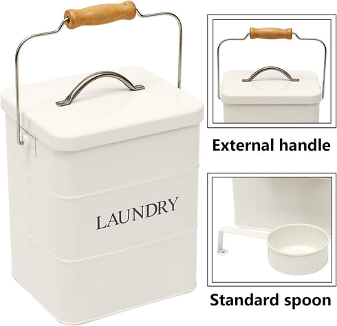 Xbopetda Laundry Powder Bin, Washing Powder Storage Tin with Scoop, Airtight Lid & Handles, Laundry Detergent Powder