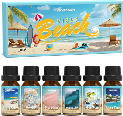 ARVIDSSON Beach Fragrance Oils Set, Summer Essential Oils for Diffuser - Beachy
