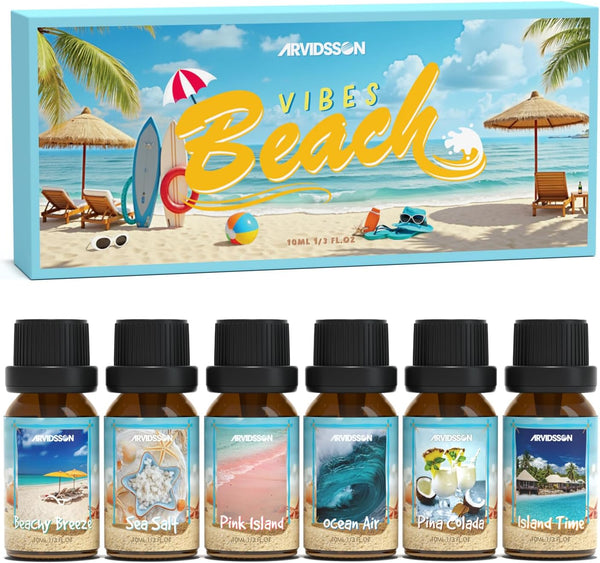 ARVIDSSON Beach Fragrance Oils Set, Summer Essential Oils for Diffuser - Beachy