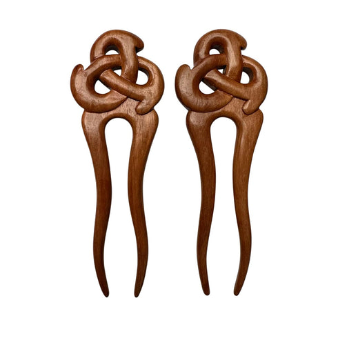 Marycrafts Set of 2 Wooden Celtic Knot Hair Forks, Hair Accessories, Handmade Hair Toy