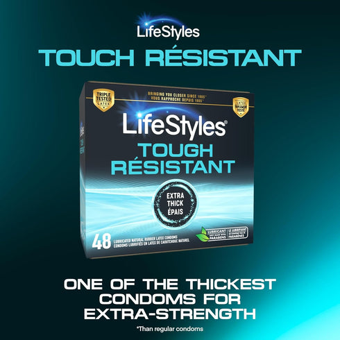 Pack, 48 Count Lifestyles Tough Natural Rubber and Lubricated Latex Condoms Value