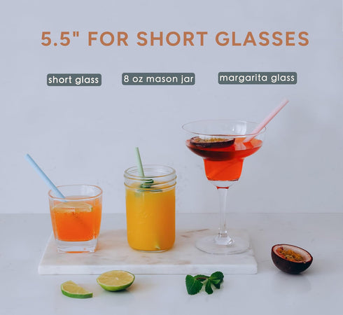 Mini Short Pinch Test Passed 5.5" Replacement Reusable Silicone Small Straws for Toddlers & Kids