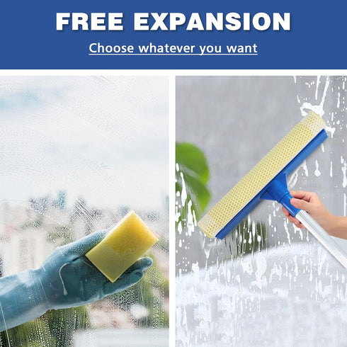 Professional Window Squeegee, 2 in 1 Cleaner with Long Stainless Steel Handle for Glass, Shower, and Outdoor Cleaning
