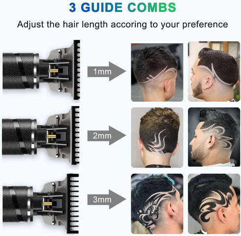Ufree Hair Trimmer for Men, Cordless Beard Trimmer, Electric Razor, Hair Clippers, Zero Gapped T Blade Kit (Black)