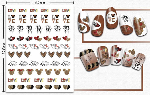 Valentine Day Nail Art Stickers - 3D Self Adhesive Romantic Love Heart Nail Decals for Women Girls DIY Manicure