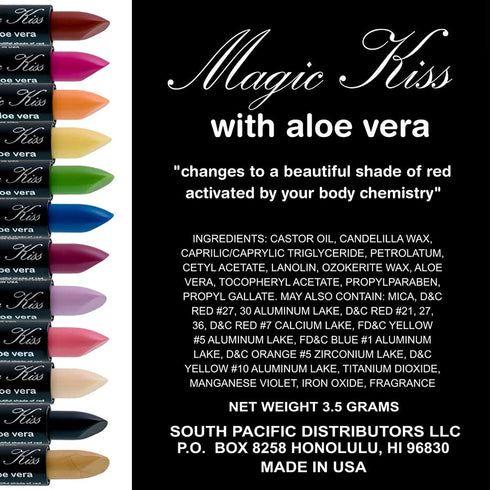 Magic Kiss Color Changing Matte Lipstick Set, 6 Piece Infused with Aloe Vera, Made in USA (Colors of Aloha 3)